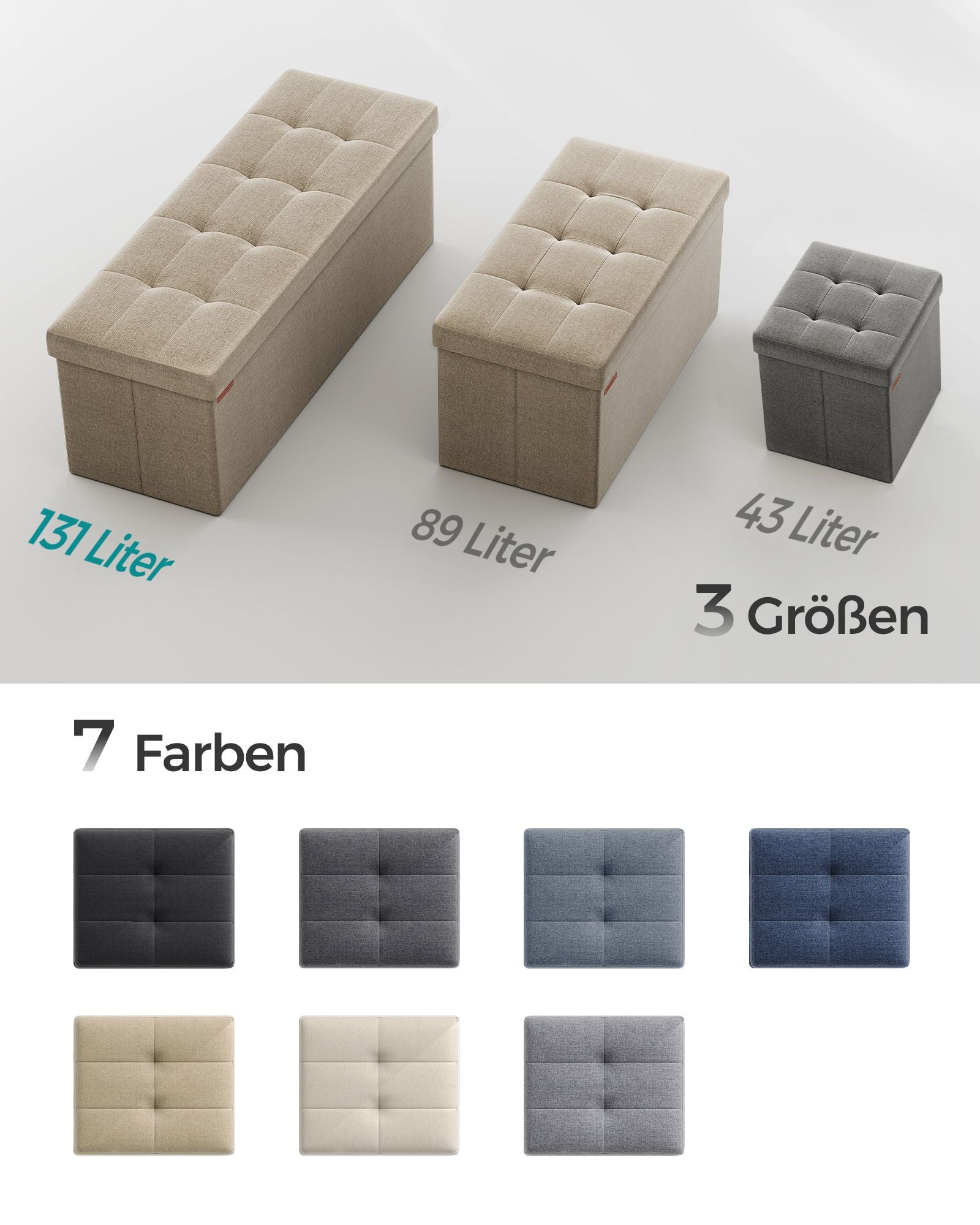 Sofa - 110 cm - foldable with storage space - Light Taupe