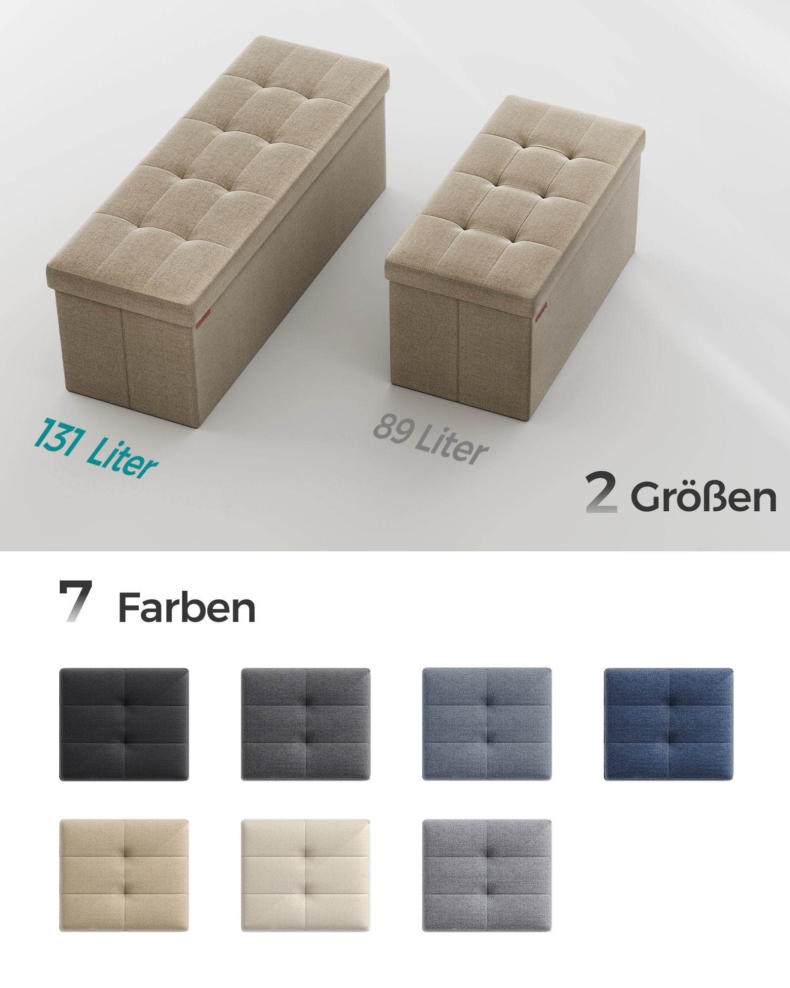 Sofa - 110 cm - foldable with storage space - Light Taupe