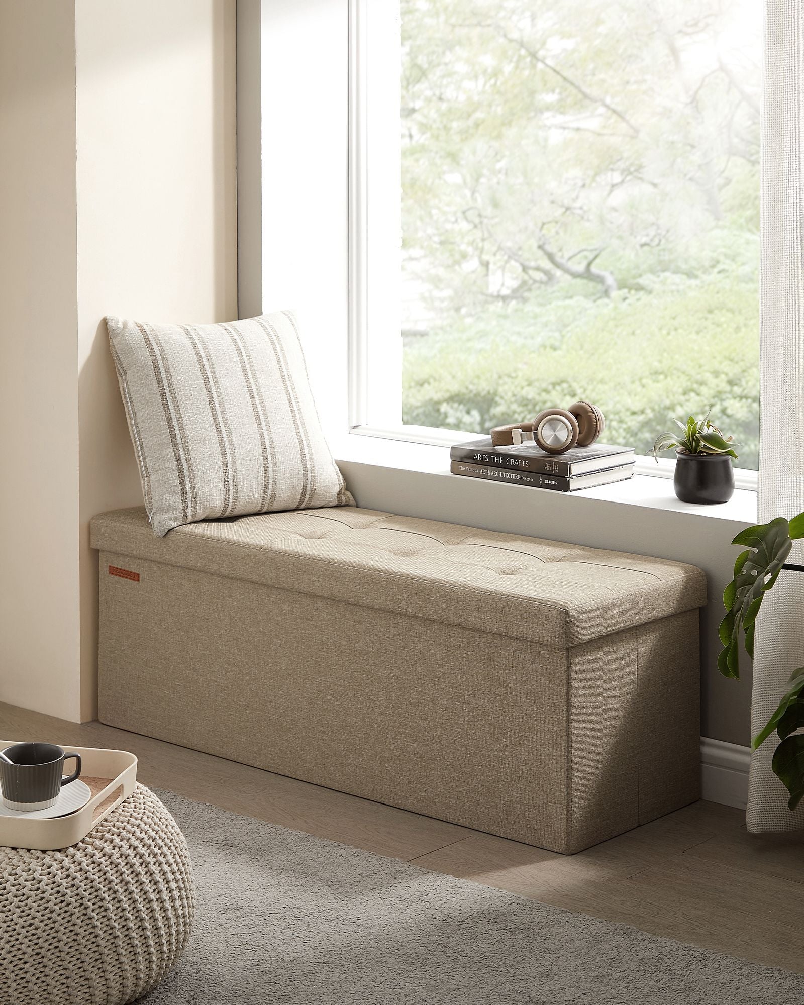 Sofa - 110 cm - foldable with storage space - Light Taupe