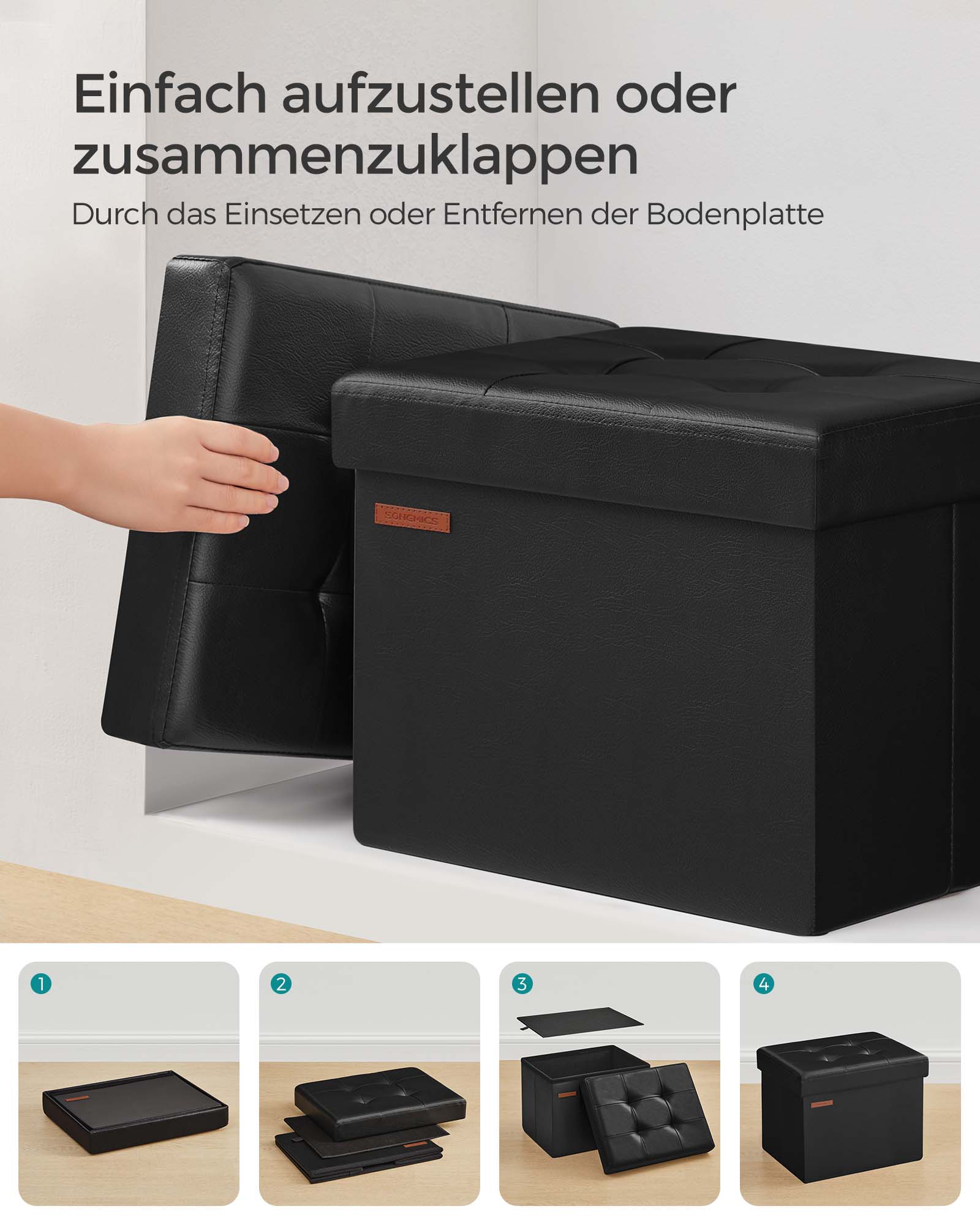 Foldable sofa with storage space 41 cm ink -black