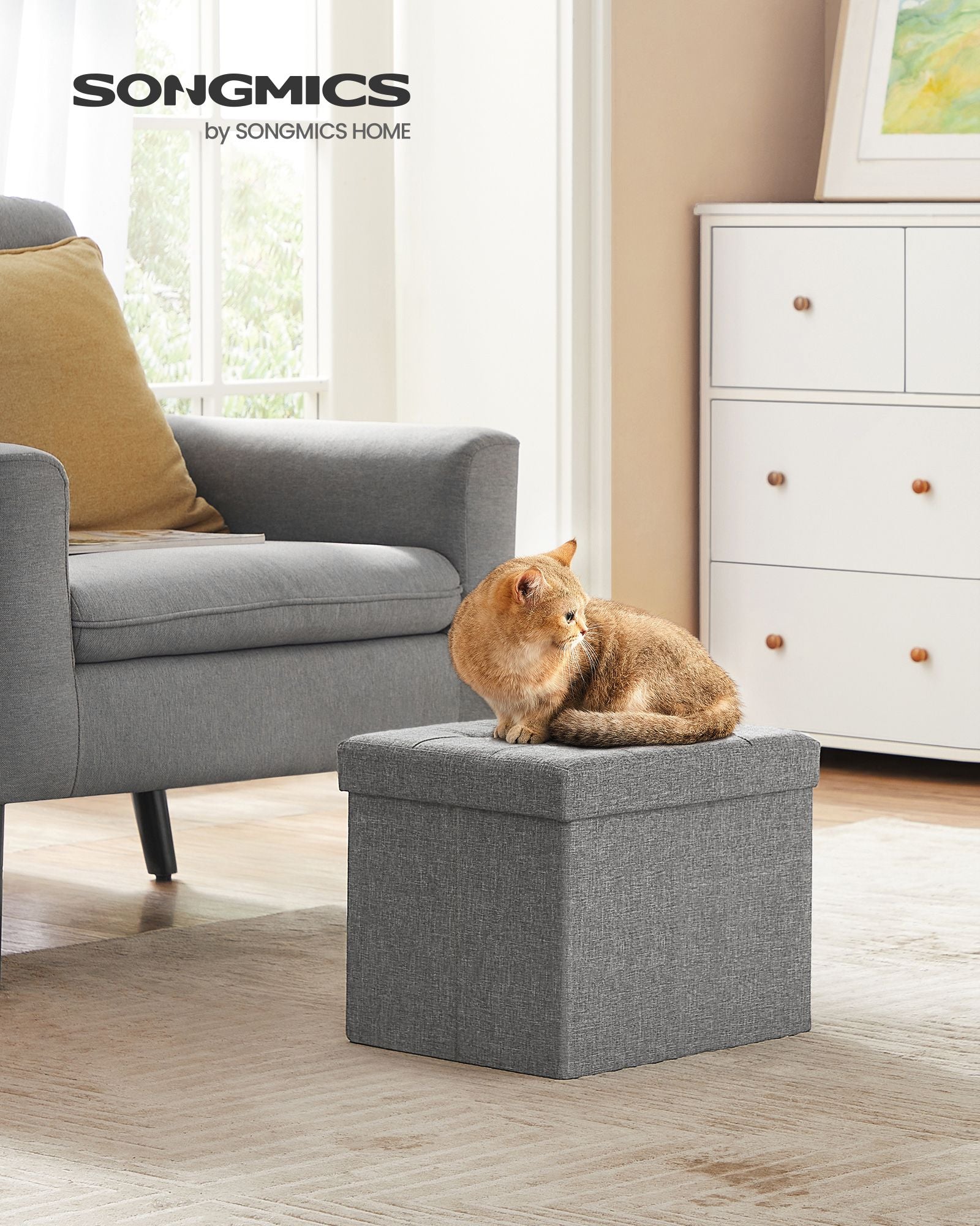 Bank - 41 cm - with storage space - light gray