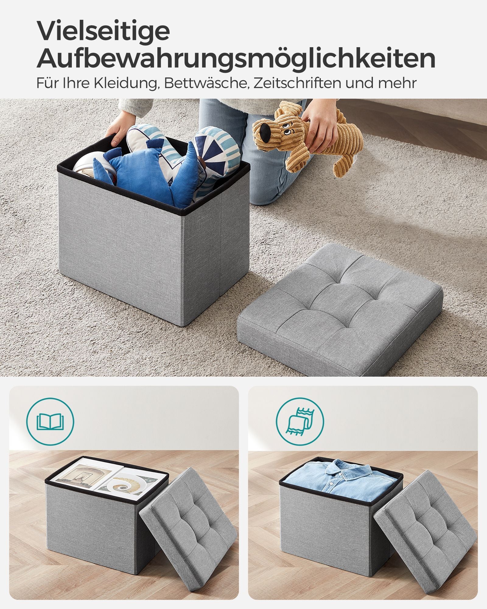 Bank - 41 cm - with storage space - light gray