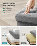 Bank - 41 cm - with storage space - light gray