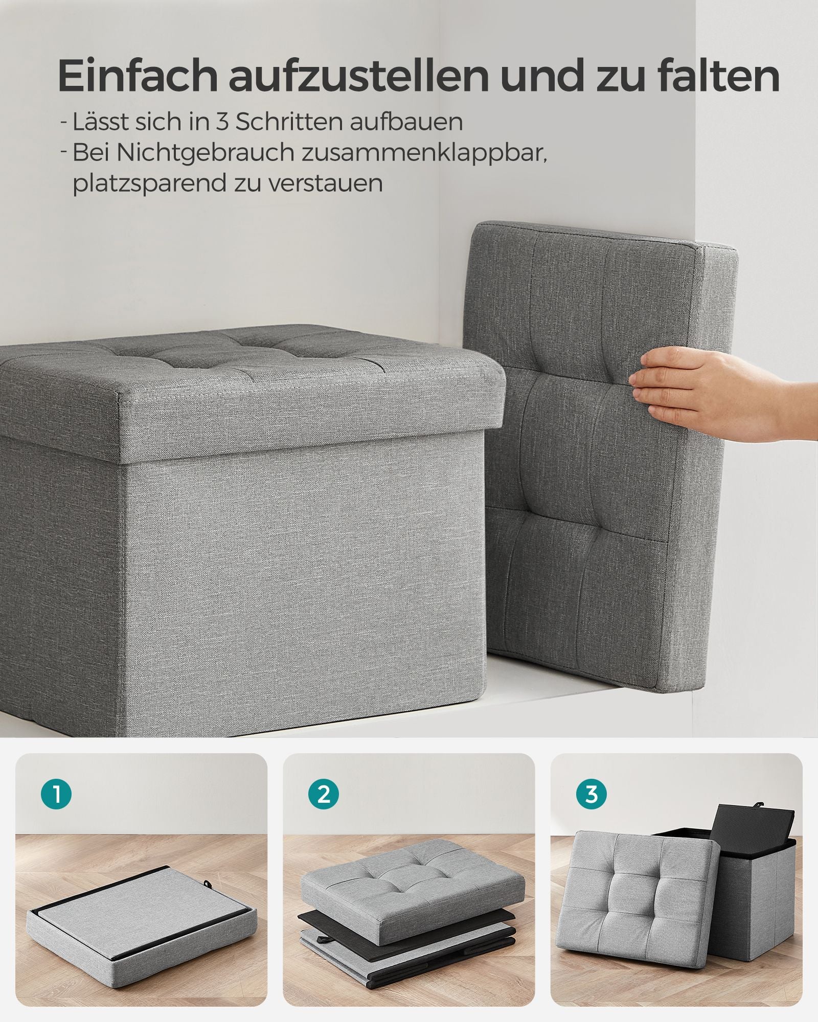 Bank - 41 cm - with storage space - light gray