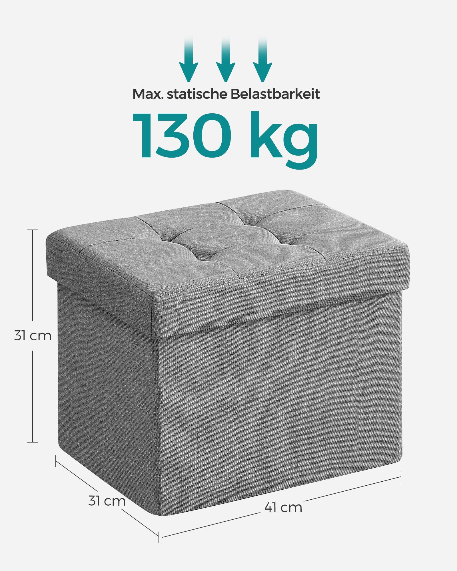 Bank - 41 cm - with storage space - light gray