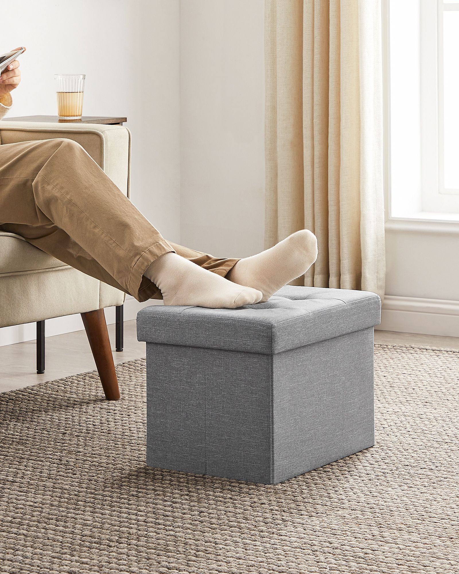 Bank - 41 cm - with storage space - light gray