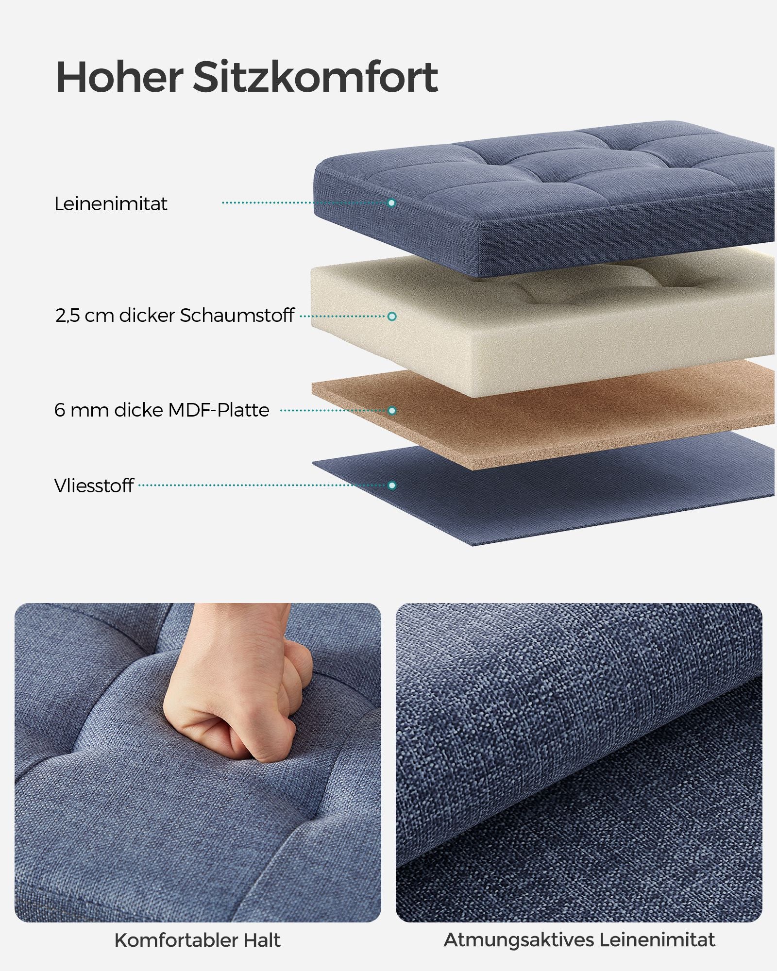 Sofa - with storage space - light denim blue