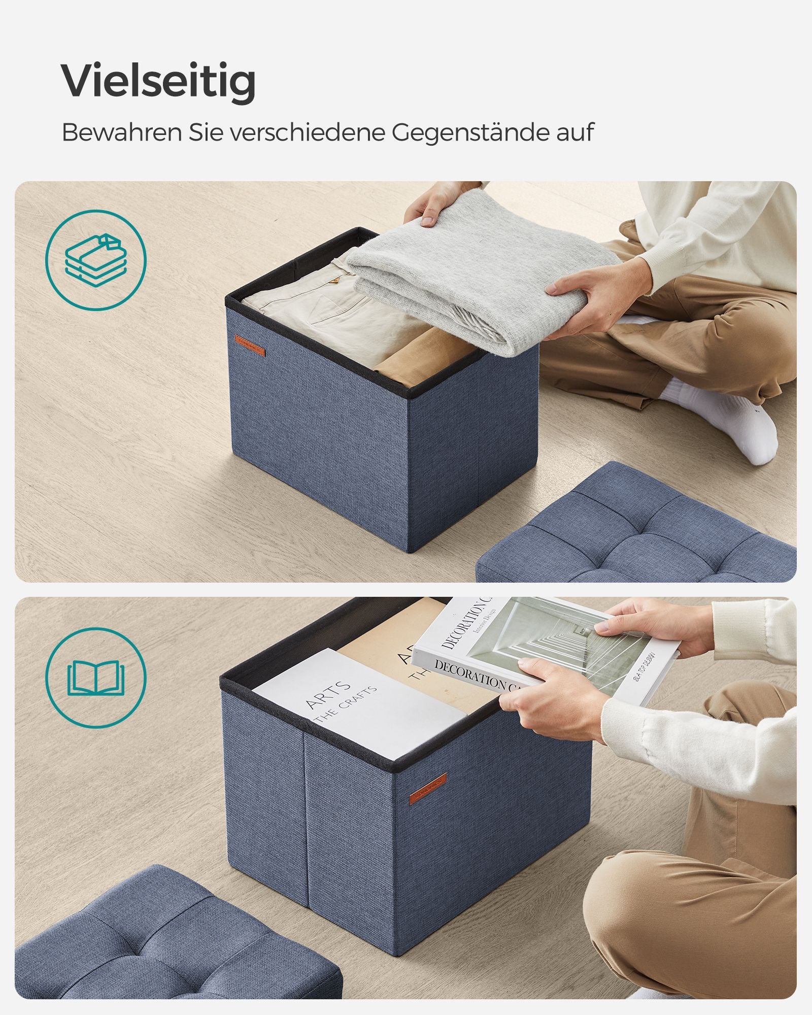 Sofa - with storage space - light denim blue