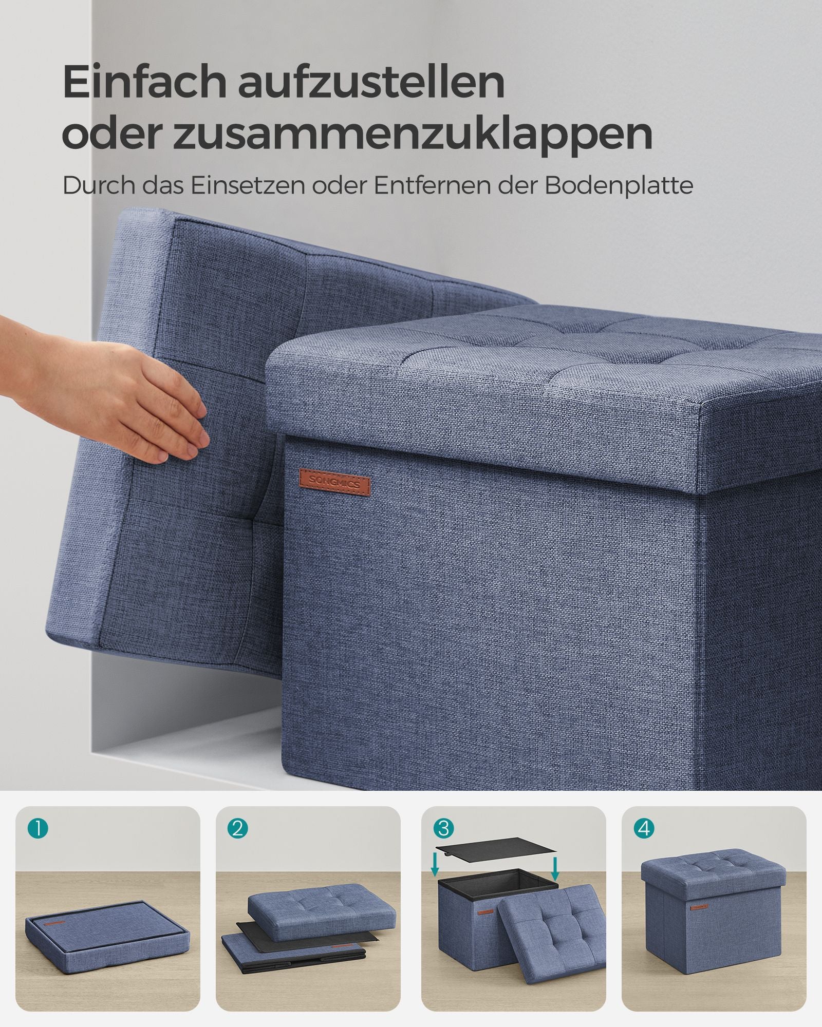 Sofa - with storage space - light denim blue