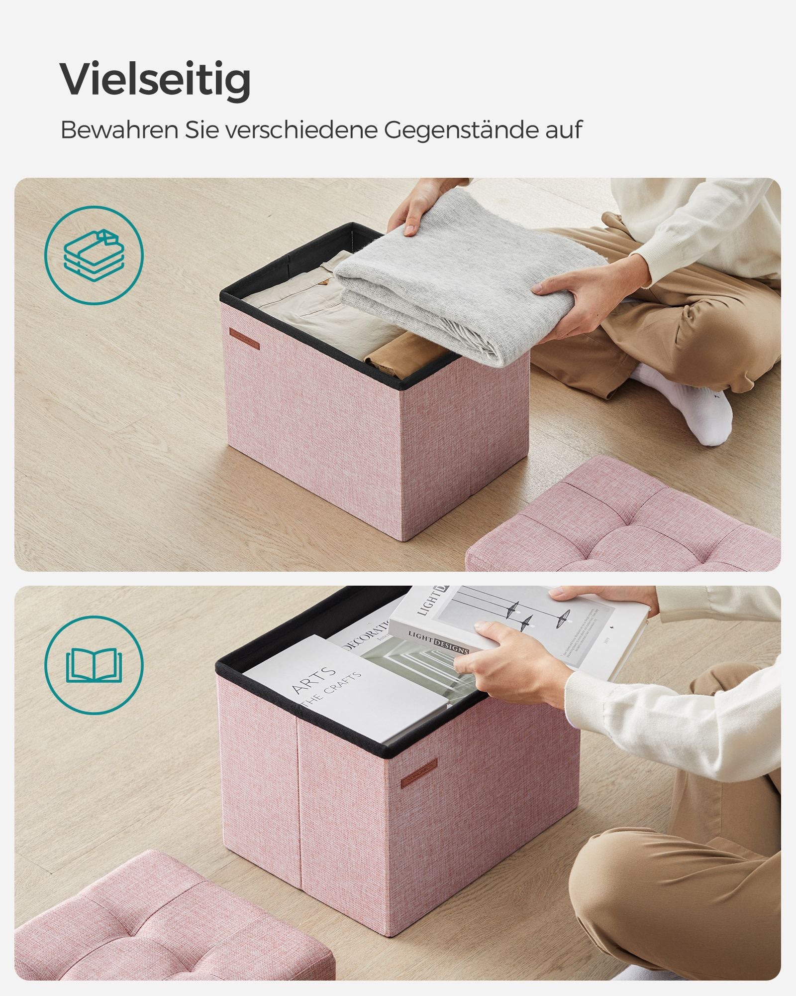 Bench - with storage space - pastel pink