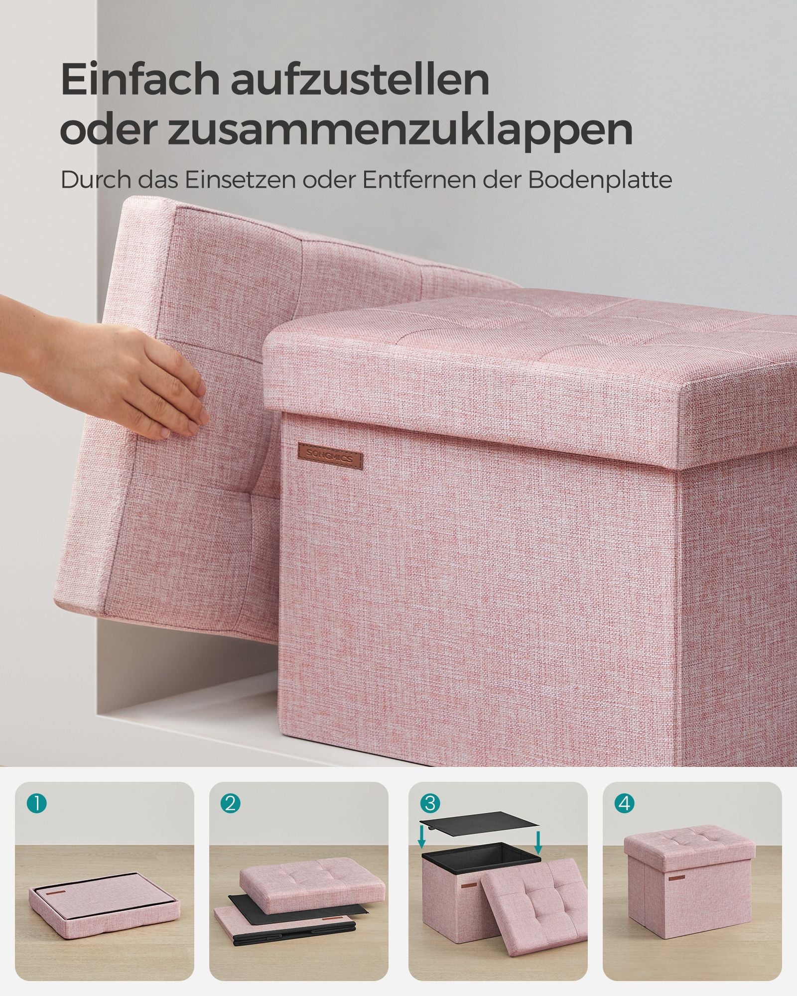 Bench - with storage space - pastel pink
