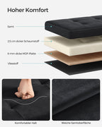 Bench - with storage space - velvet - with ink -black lid