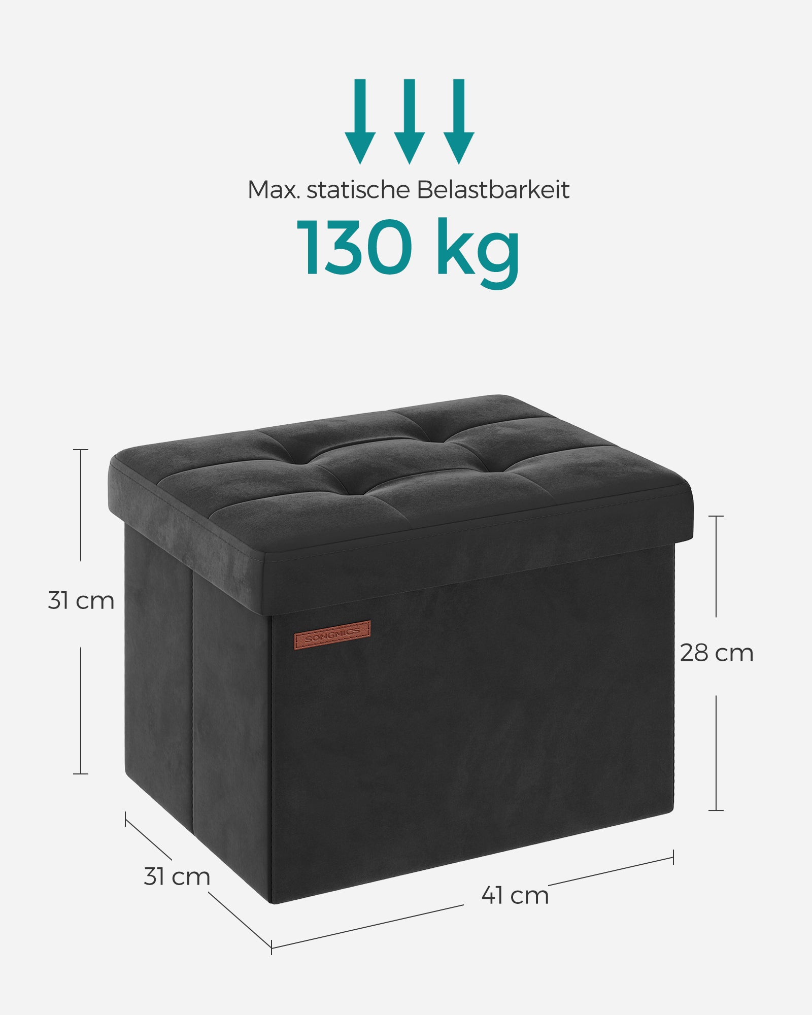 Bench - with storage space - velvet - with ink -black lid