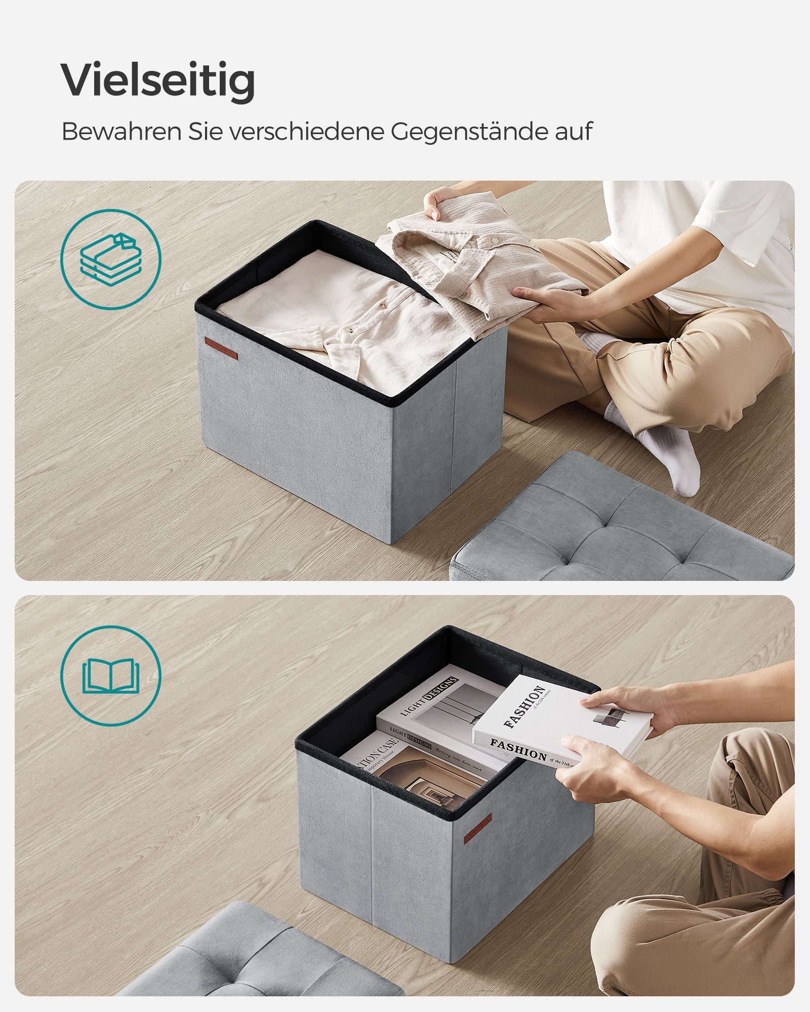 Bank - With Storage Space - Velvet - With Pigeon Gray Lid