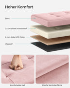 Bench - with storage space - for hall - pastel pink