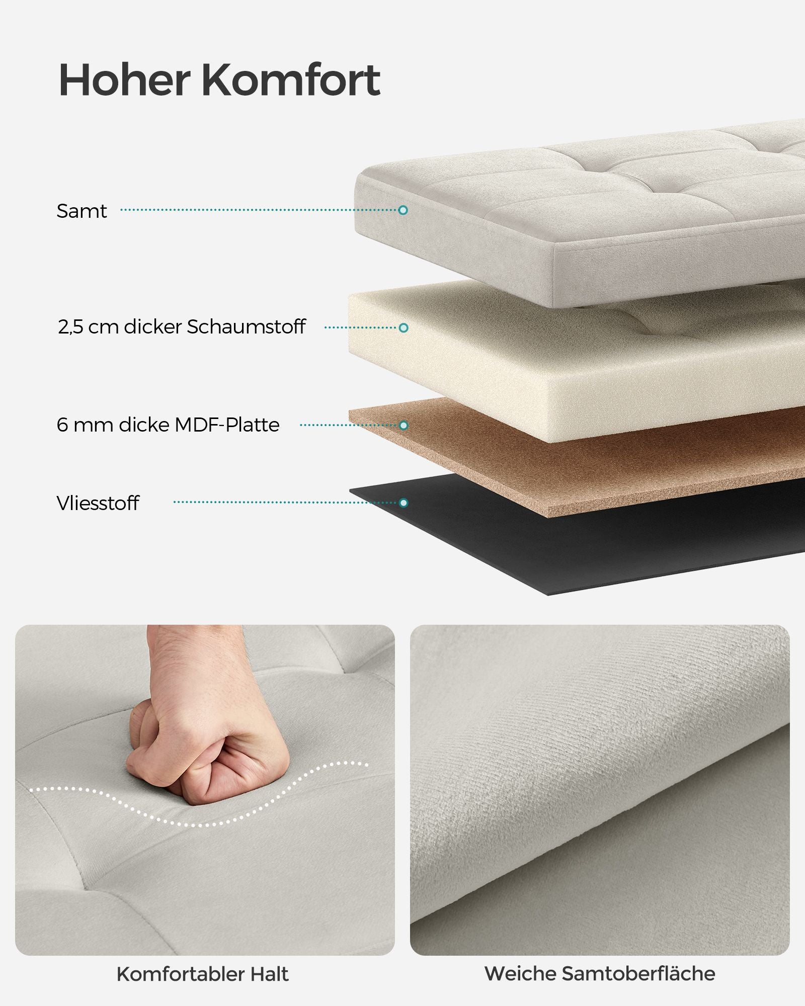 Sofa - with storage space - velvet - 38 × 38 × 38 cm