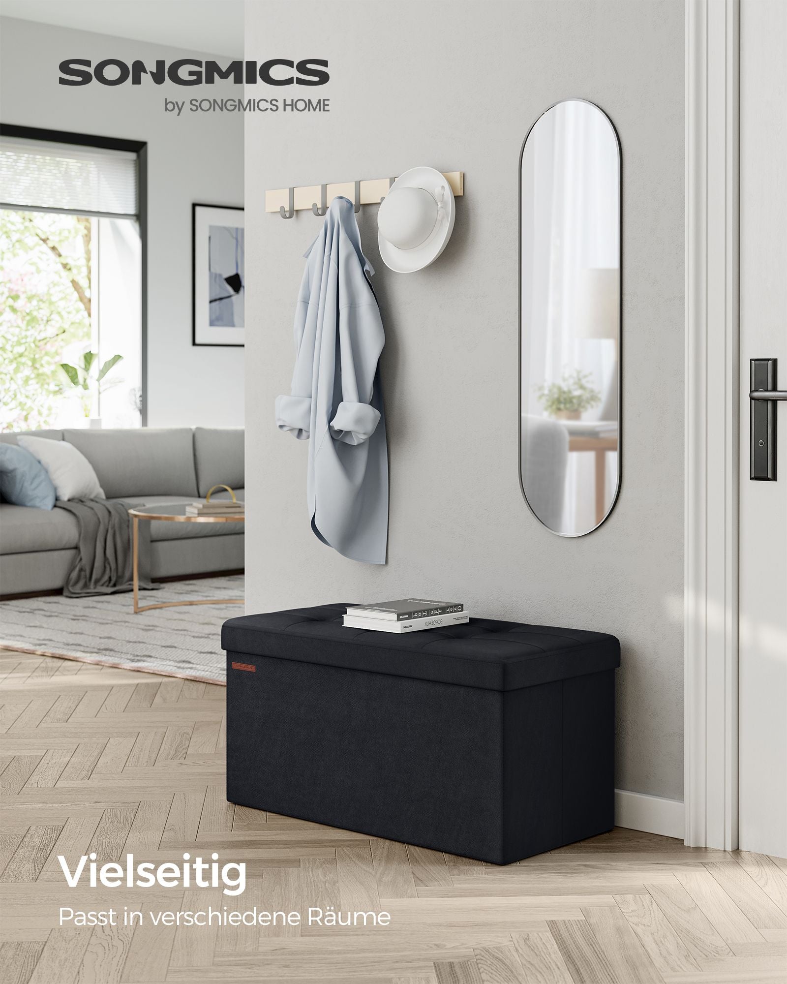Bank - With Storage Space - Velvet - For Gang - Ink -Zwart