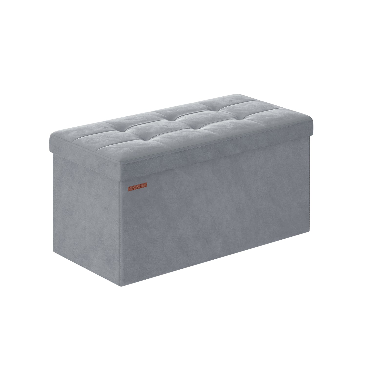 Bench - with storage space - velvet - for hall - pigeon gray