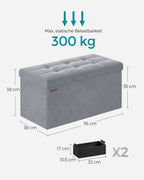 Bench - with storage space - velvet - for hall - pigeon gray
