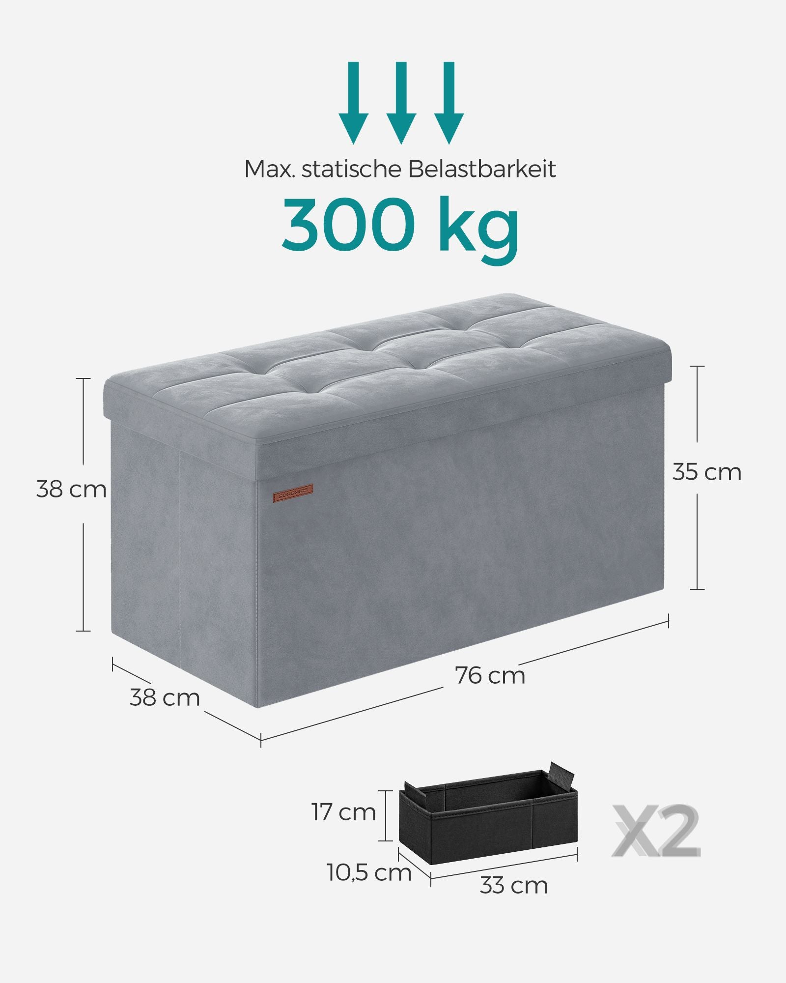 Bench - with storage space - velvet - for hall - pigeon gray