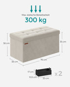 Bank - with storage space - velvet - 38 × 76 × 38 cm