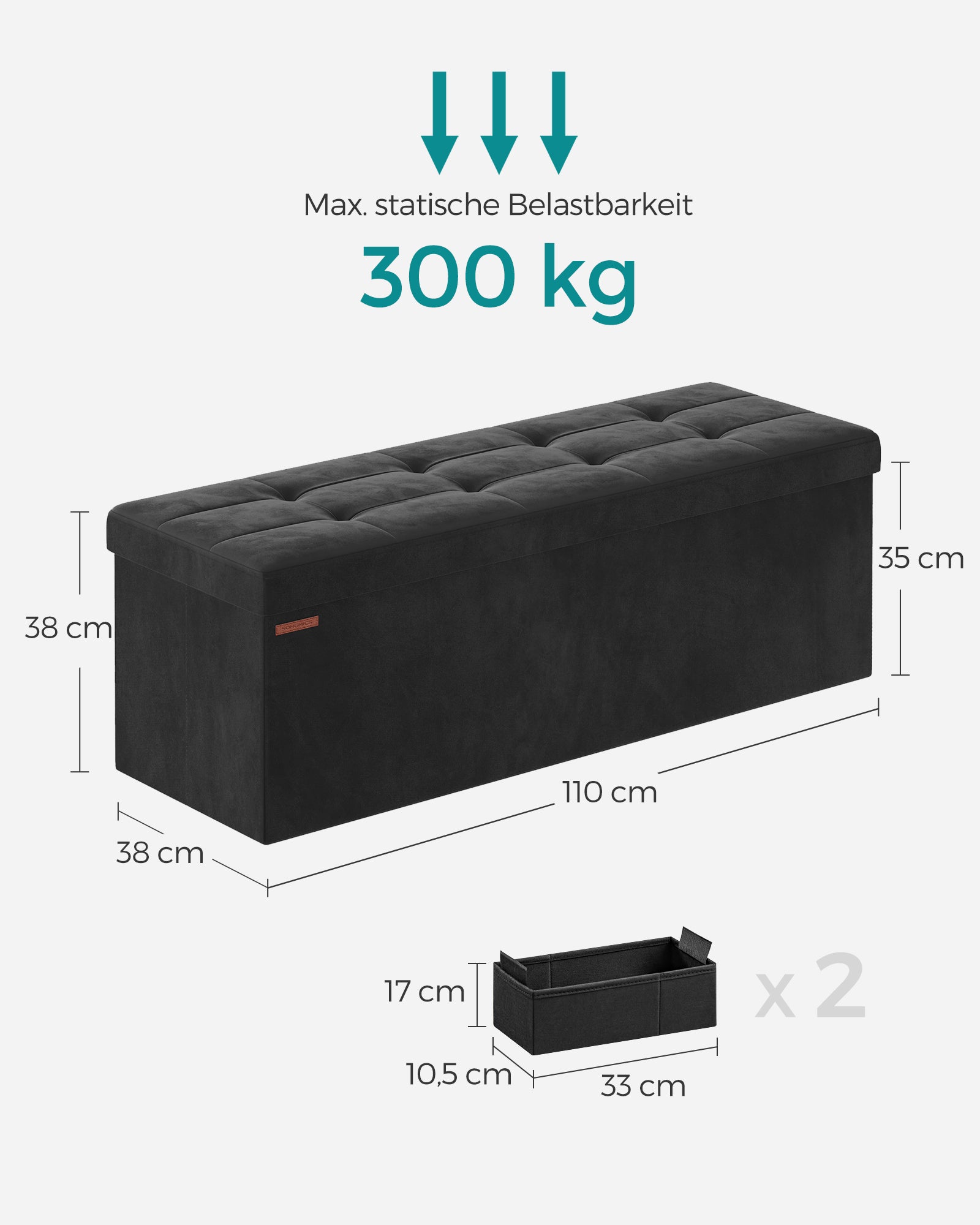 Bench - with storage space - for a corridor - ink -black