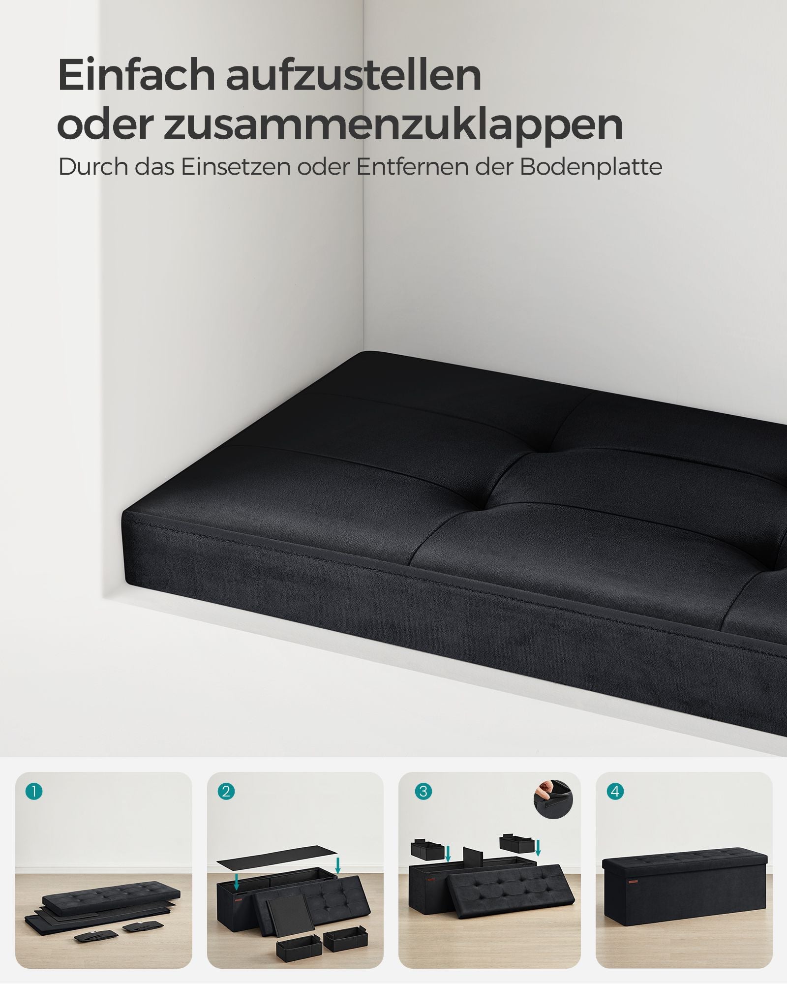 Bench - with storage space - for a corridor - ink -black