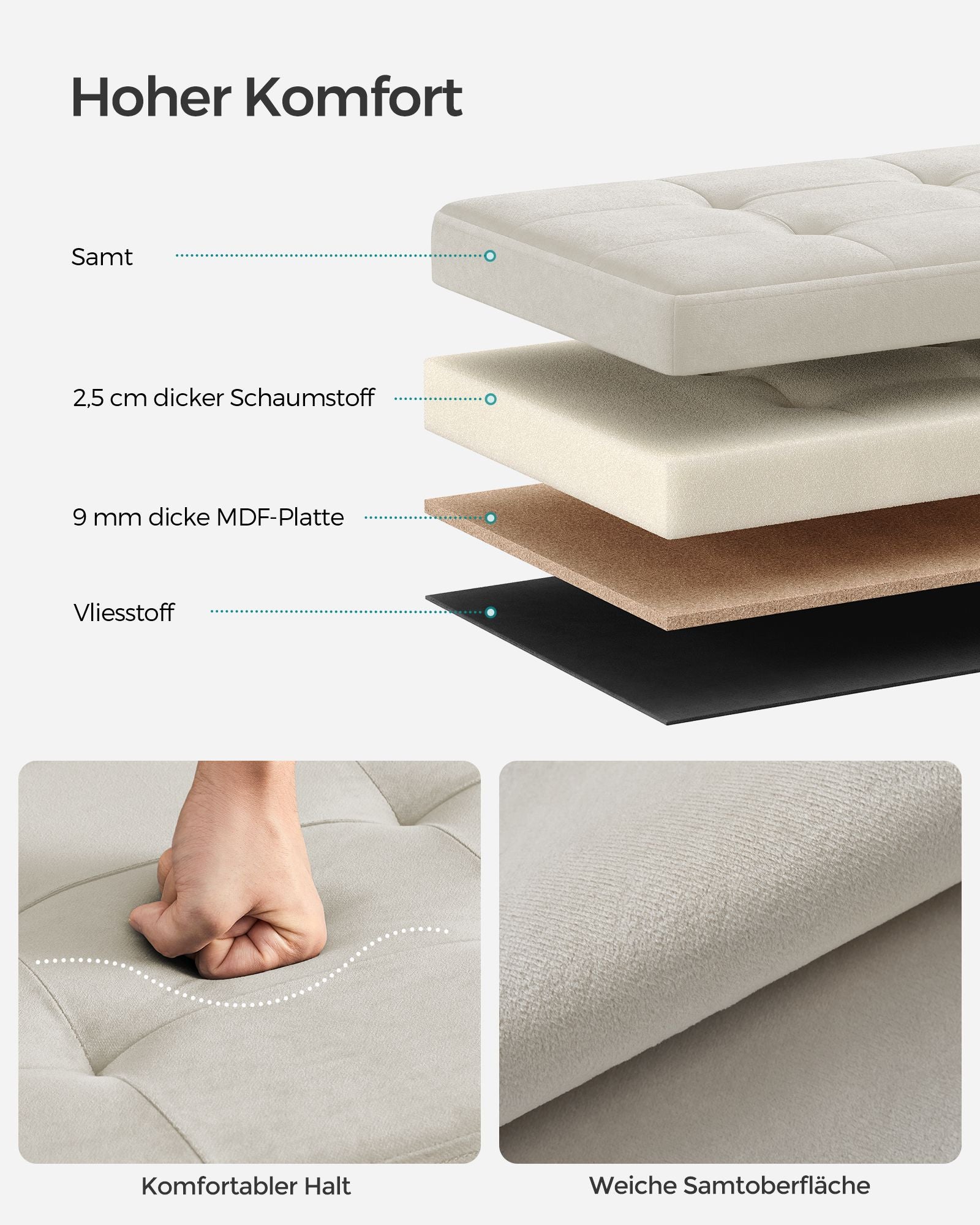 Bank - With Storage Space - Velvet - 38 × 110 × 38 cm