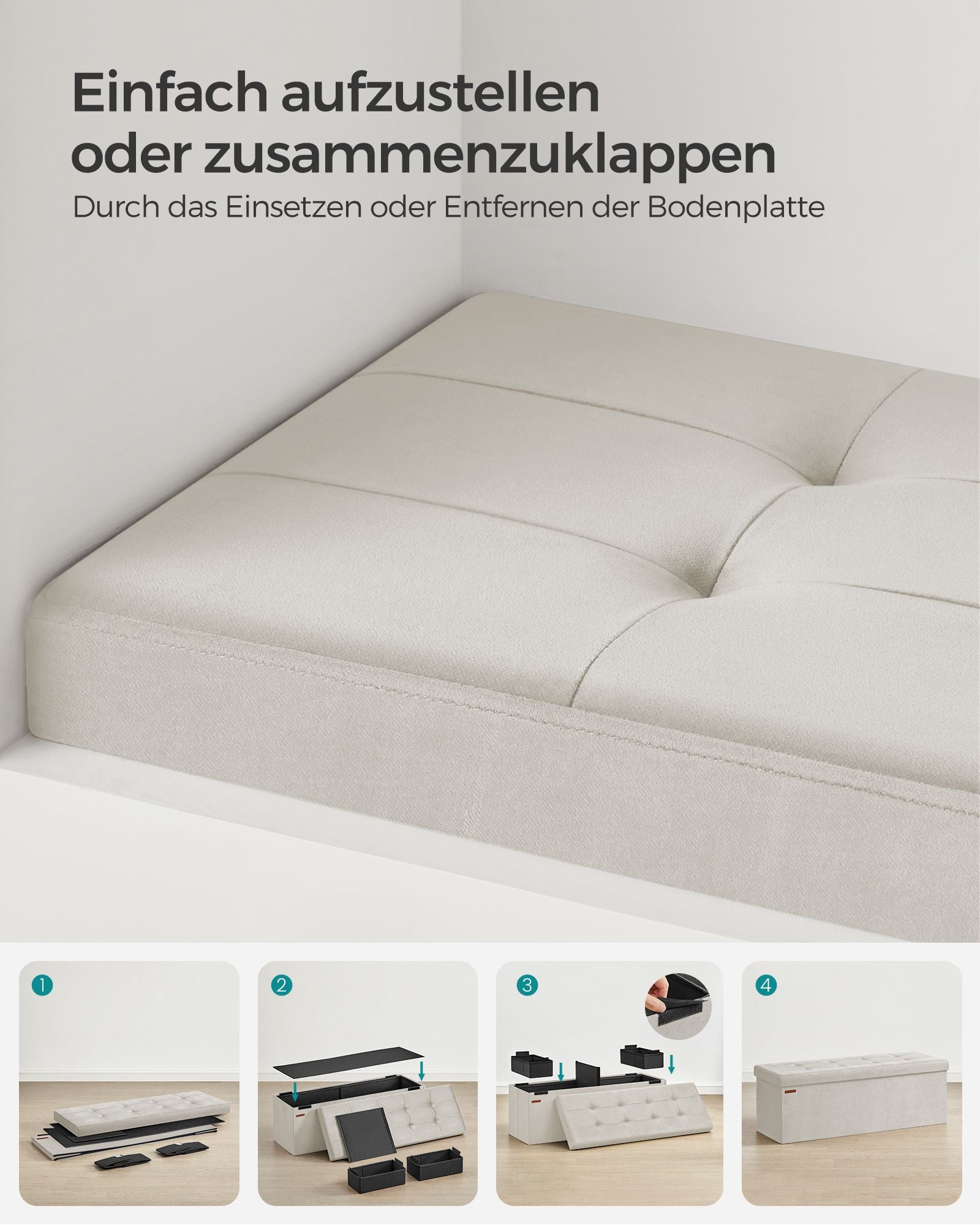 Bank - With Storage Space - Velvet - 38 × 110 × 38 cm