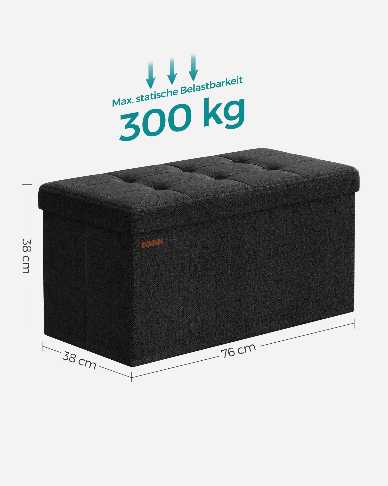 Sofa - 76 cm - foldable with storage space - Black