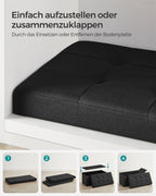 Sofa - 76 cm - foldable with storage space - Black