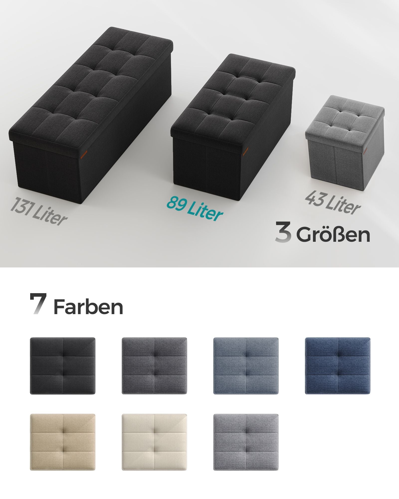 Sofa - 76 cm - foldable with storage space - Black