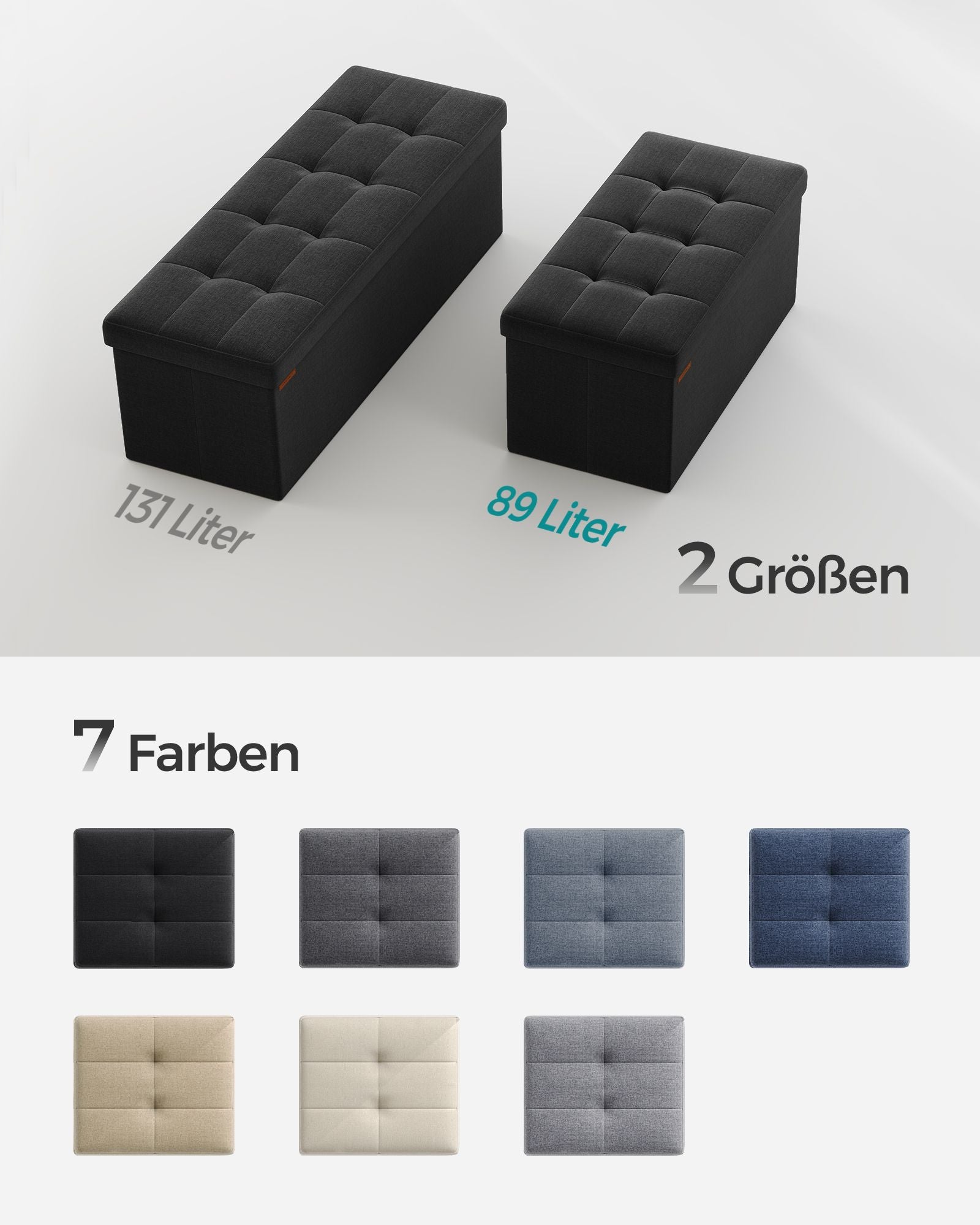 Sofa - 76 cm - foldable with storage space - Black