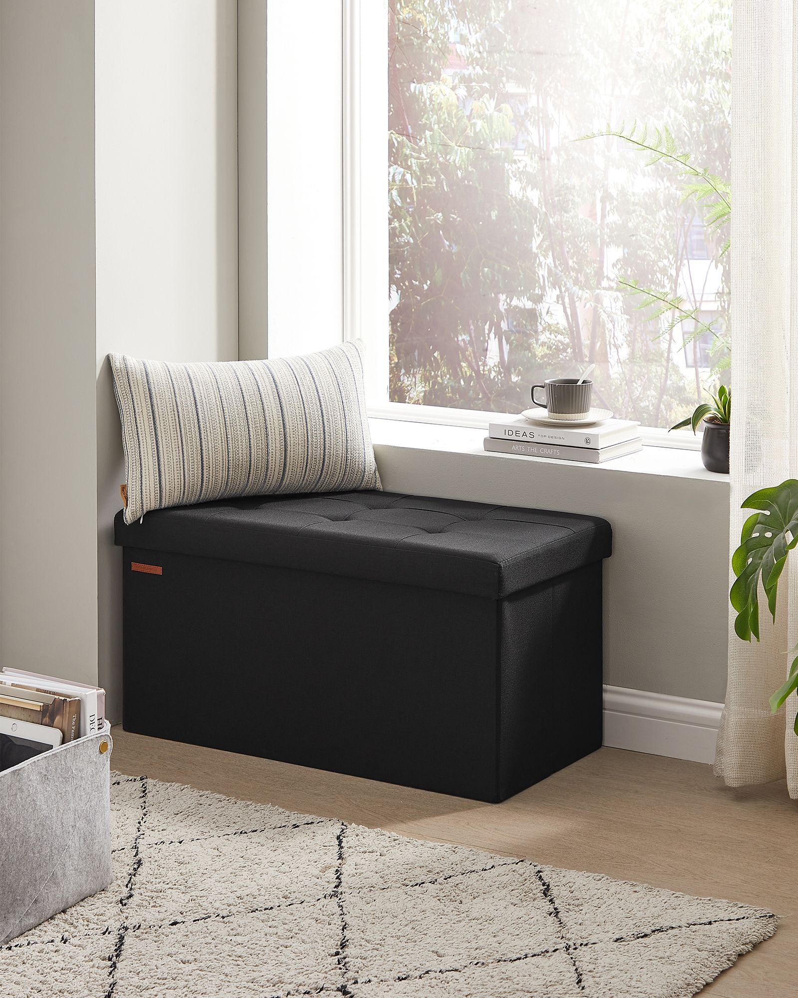 Sofa - 76 cm - foldable with storage space - Black