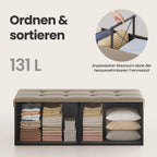 Sofa with storage space - folding seat box - storage box - 110 cm - gray