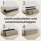 Sofa with storage space - folding seat box - storage box - 110 cm - gray