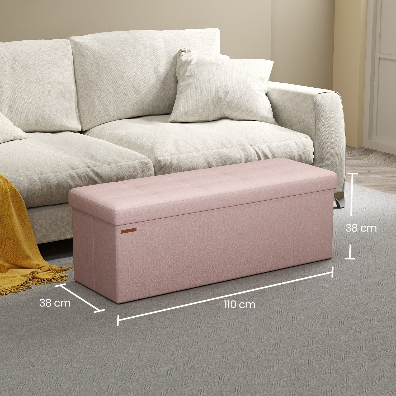 Sofa with storage space - 38 x 110 x 38 cm - seat box - folding lid