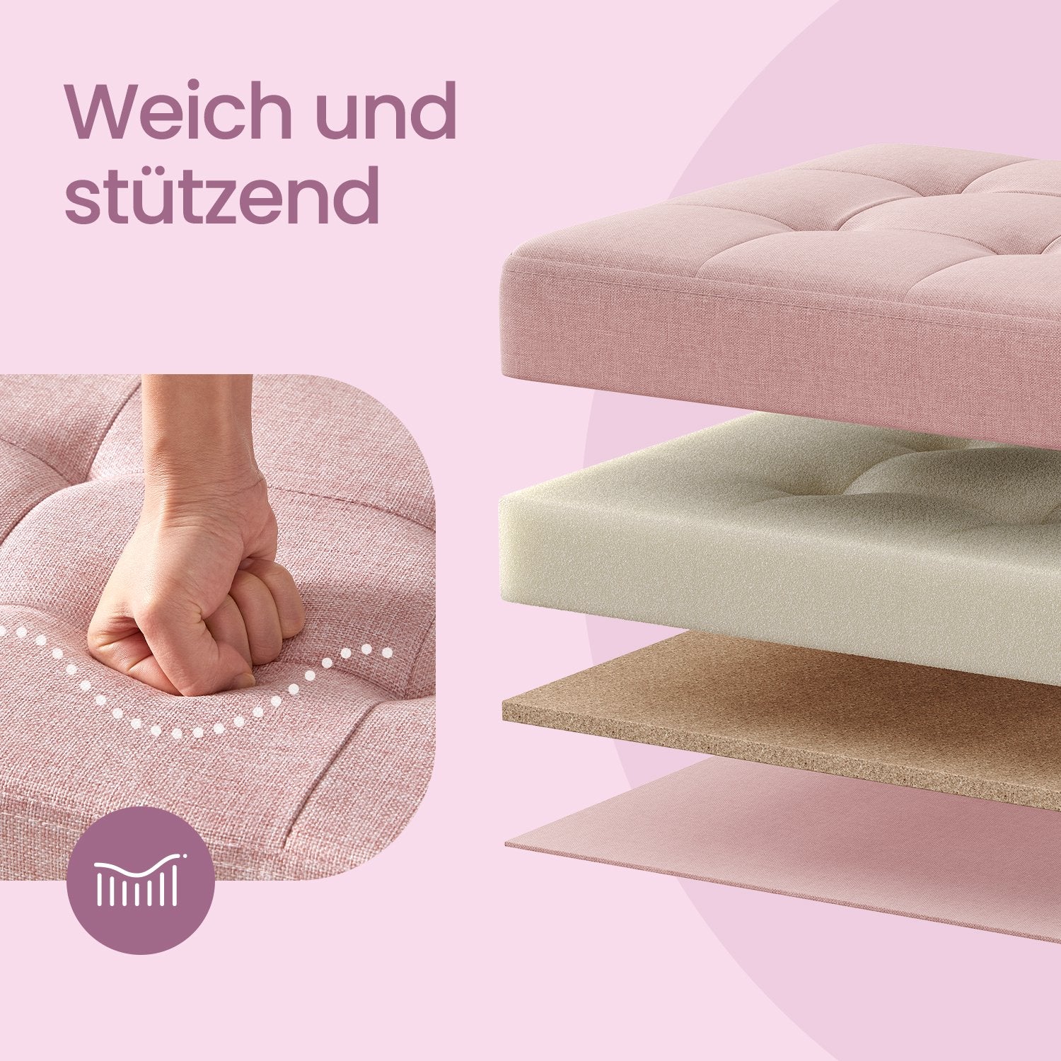 Sofa with storage space - 38 x 110 x 38 cm - seat box - folding lid