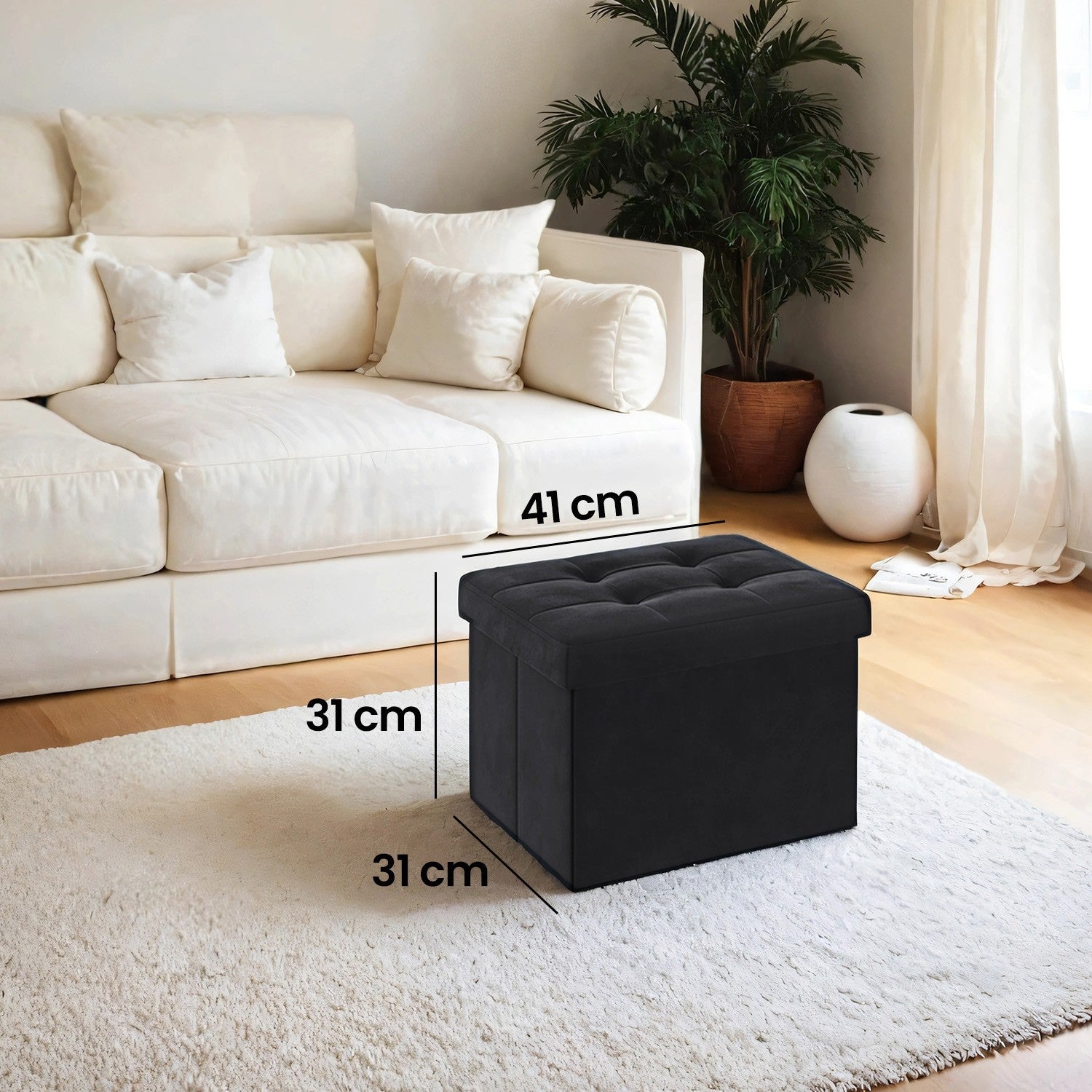 Sofa with storage space - velvet seat box with lid - folding storage box - anthracite
