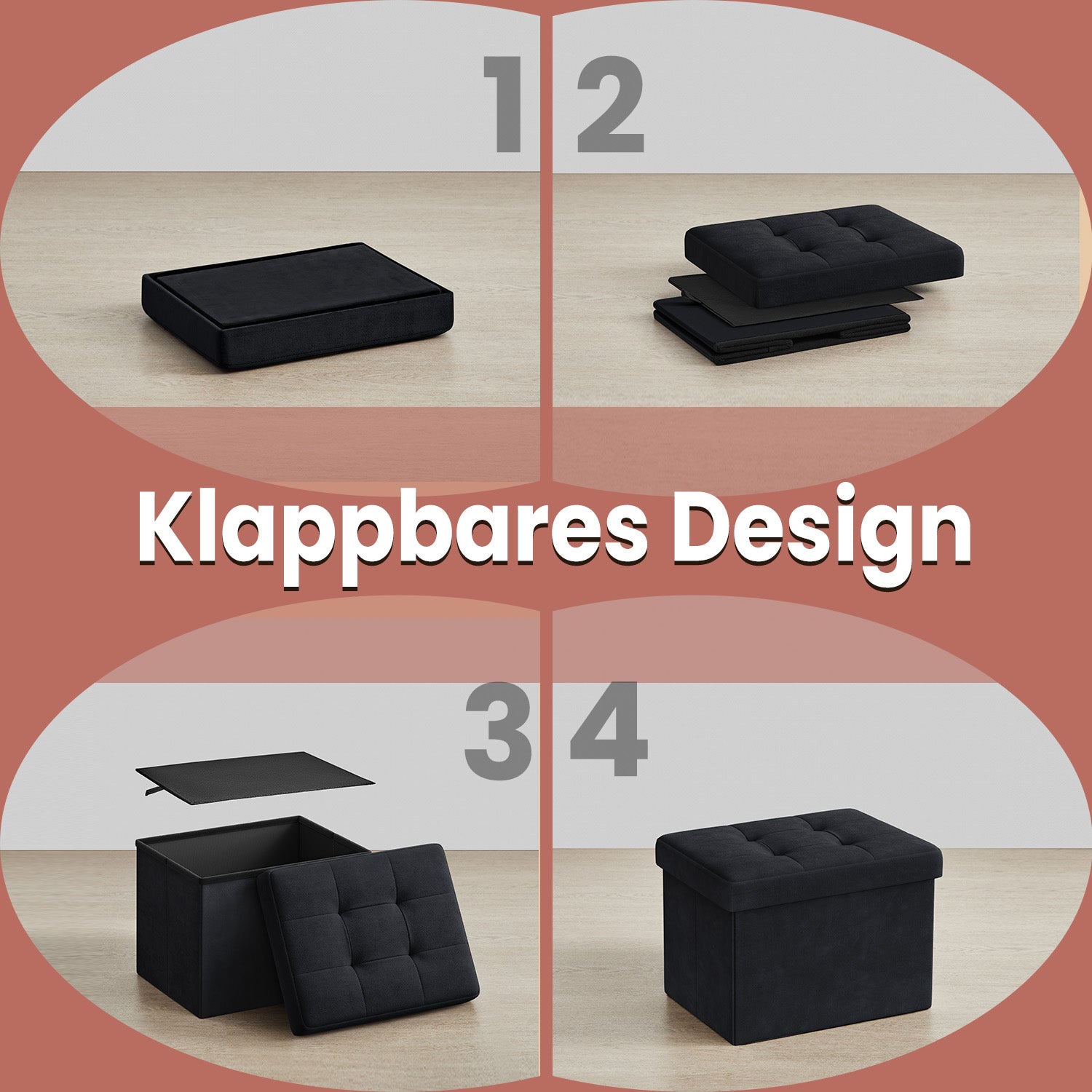 Sofa with storage space - velvet seat box with lid - folding storage box - anthracite