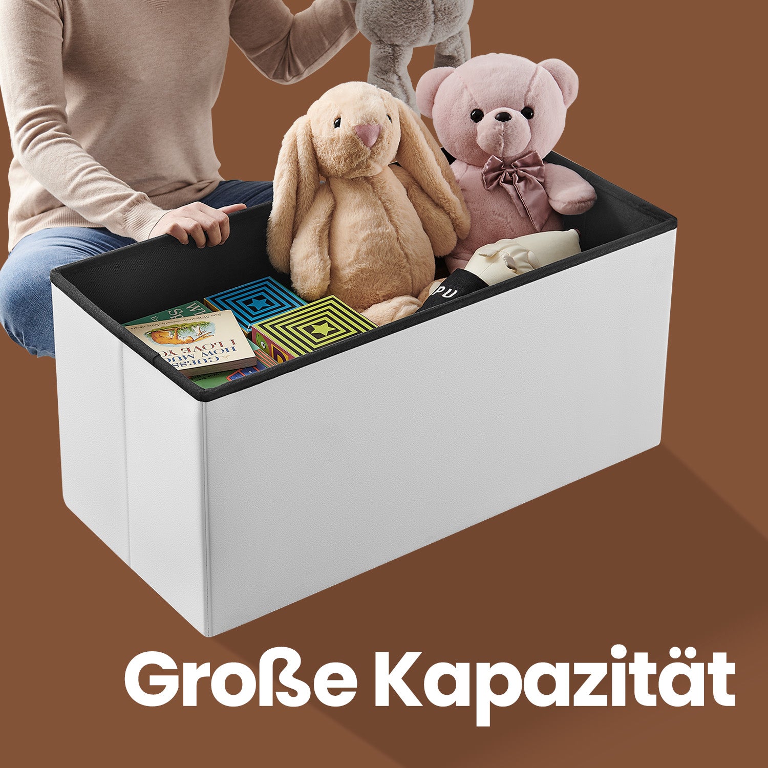 Sofa with storage space - folding seat box - stylish storage box - dark gray