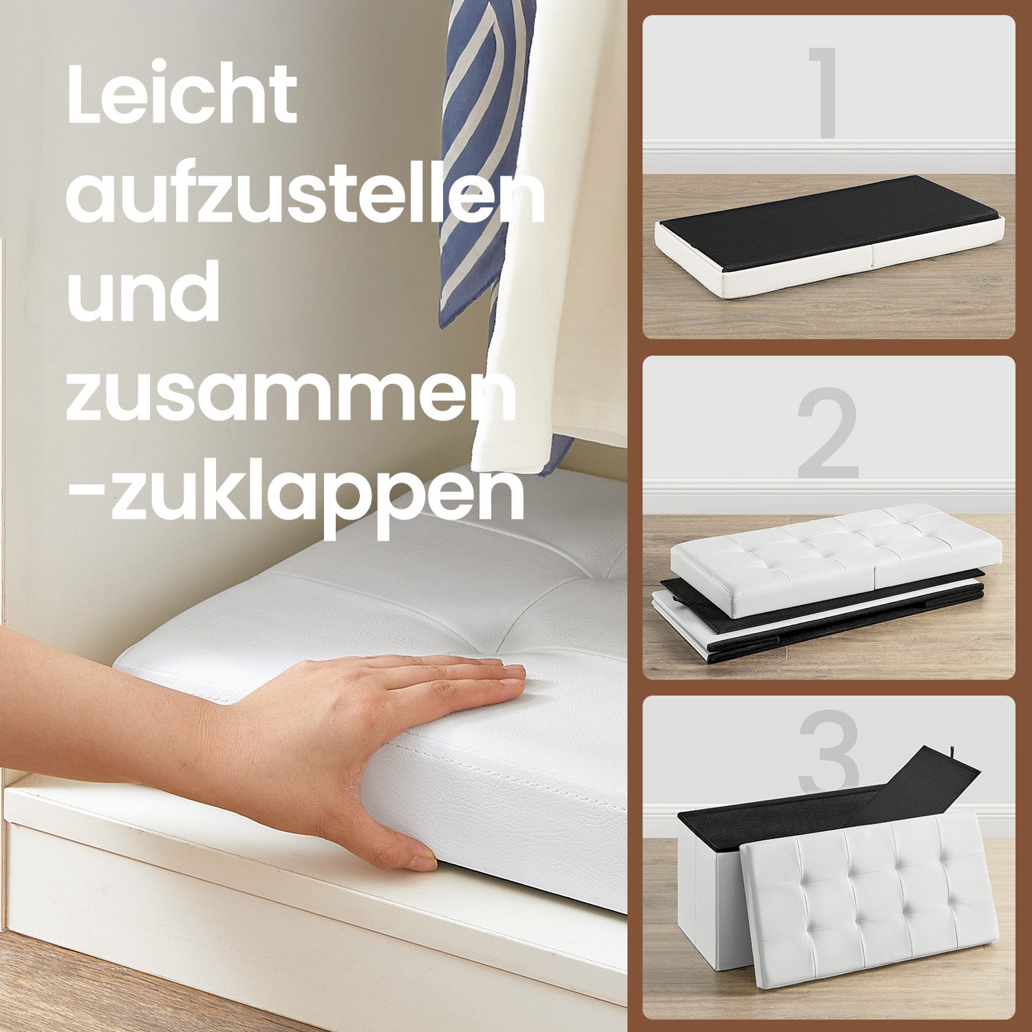 Sofa with storage space - folding seat box - stylish storage box - dark gray