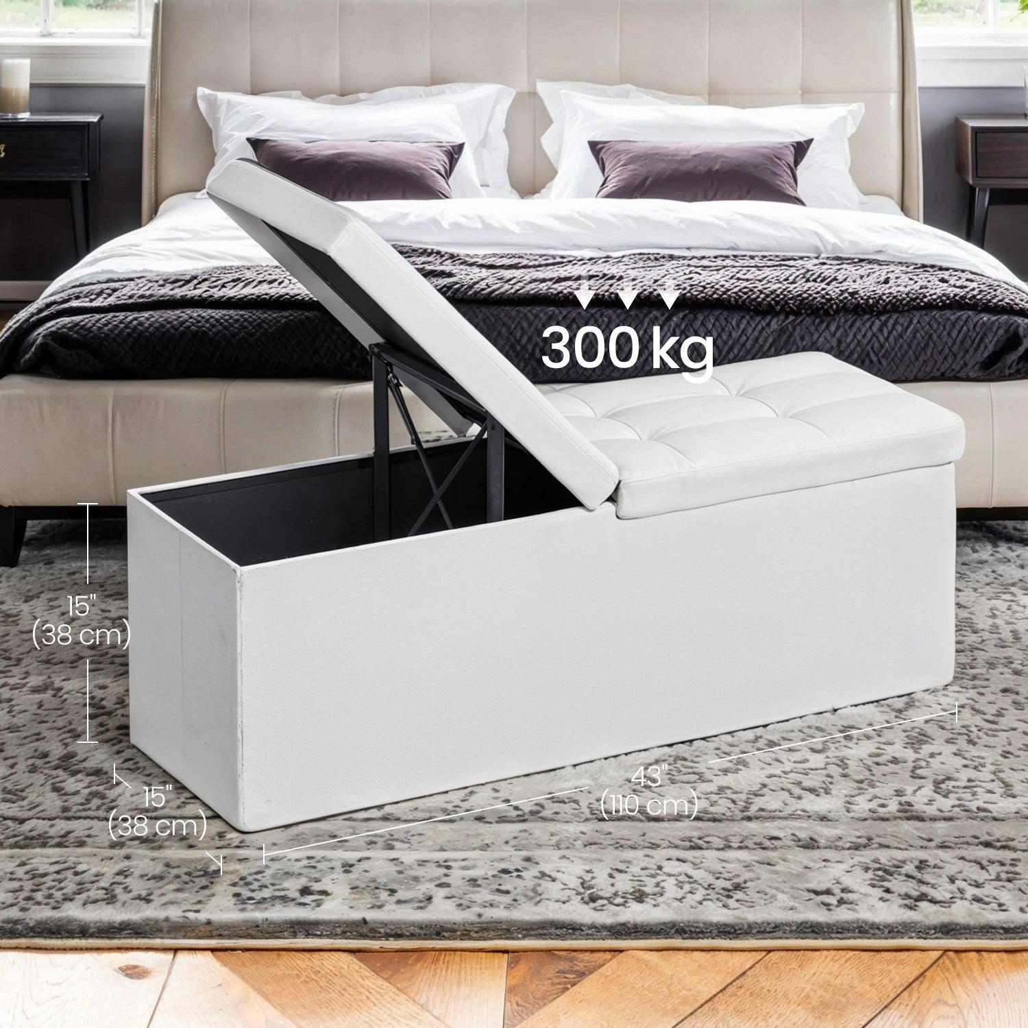 Sofa with storage space - folding seat box - storage box - 110 cm - gray