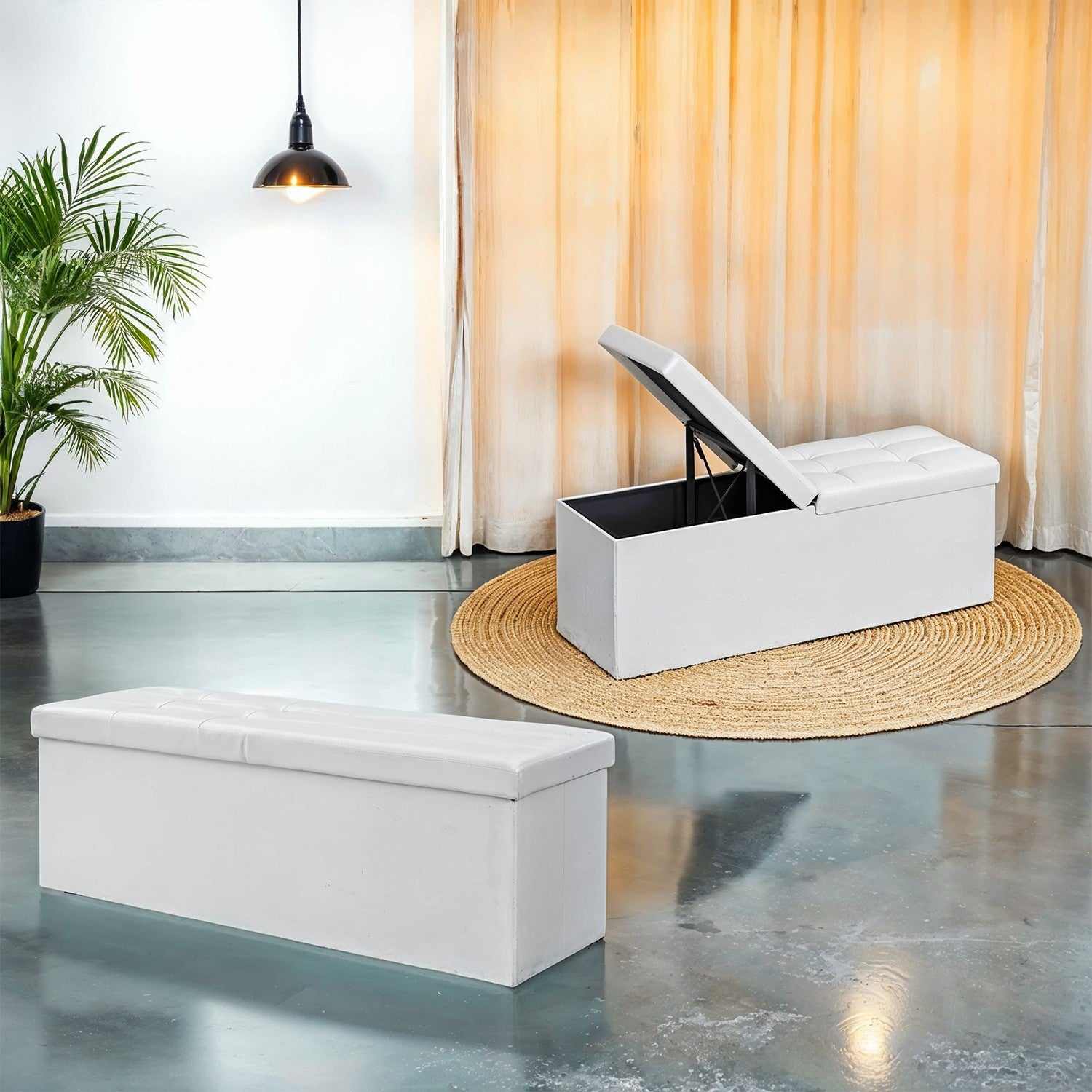 Sofa with storage space - folding seat box - storage box - 110 cm - gray