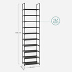 Shoe rack - Shoe cabinet - With 10 levels - Metal frame - Black