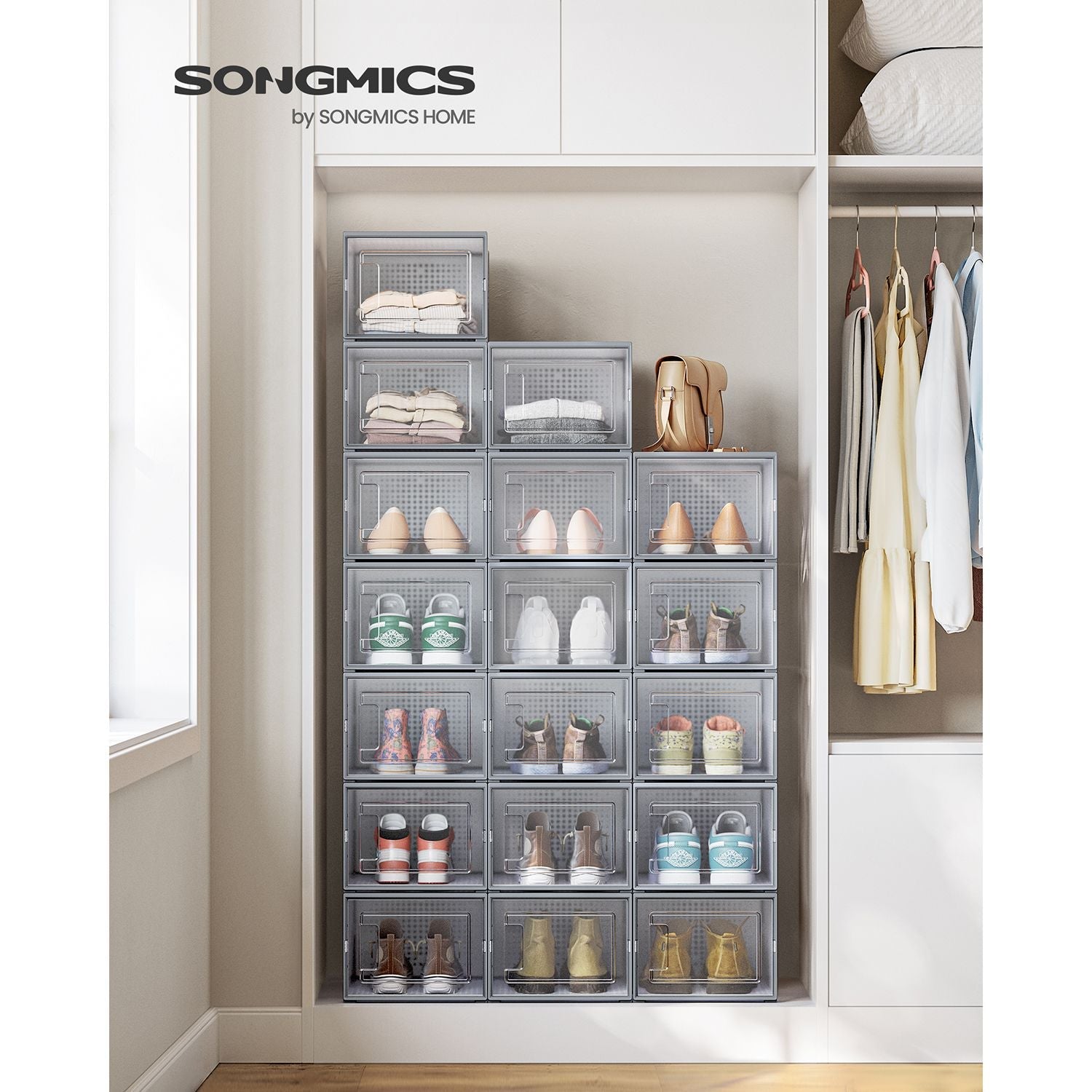 Shoe boxes - Shoe boxes - 18 pieces - Transparent -gray
