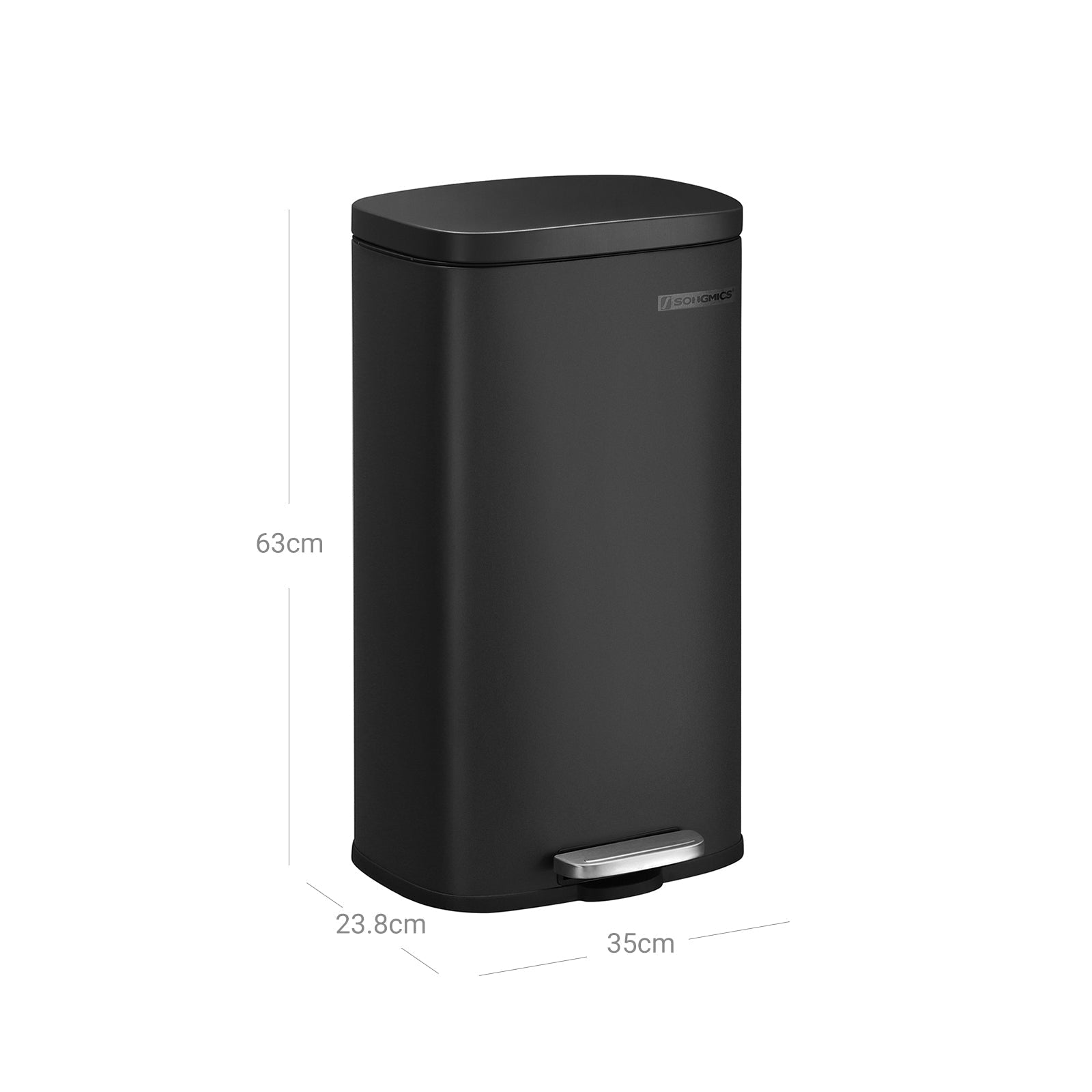 Waste bin - 30 l - pedal bucket - softclose - odorless - black