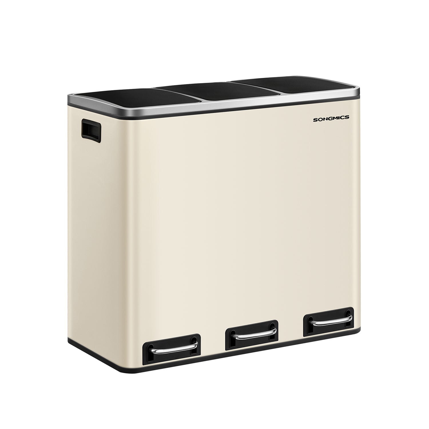Waste separation system - 3 compartments - 3 × 18 l - with a sand beige lid