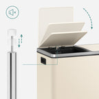 Garbage bin - 2 x 30 liters - with lid and inner bucket - Crème White