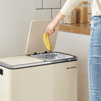 Garbage bin - 2 x 30 liters - with lid and inner bucket - Crème White